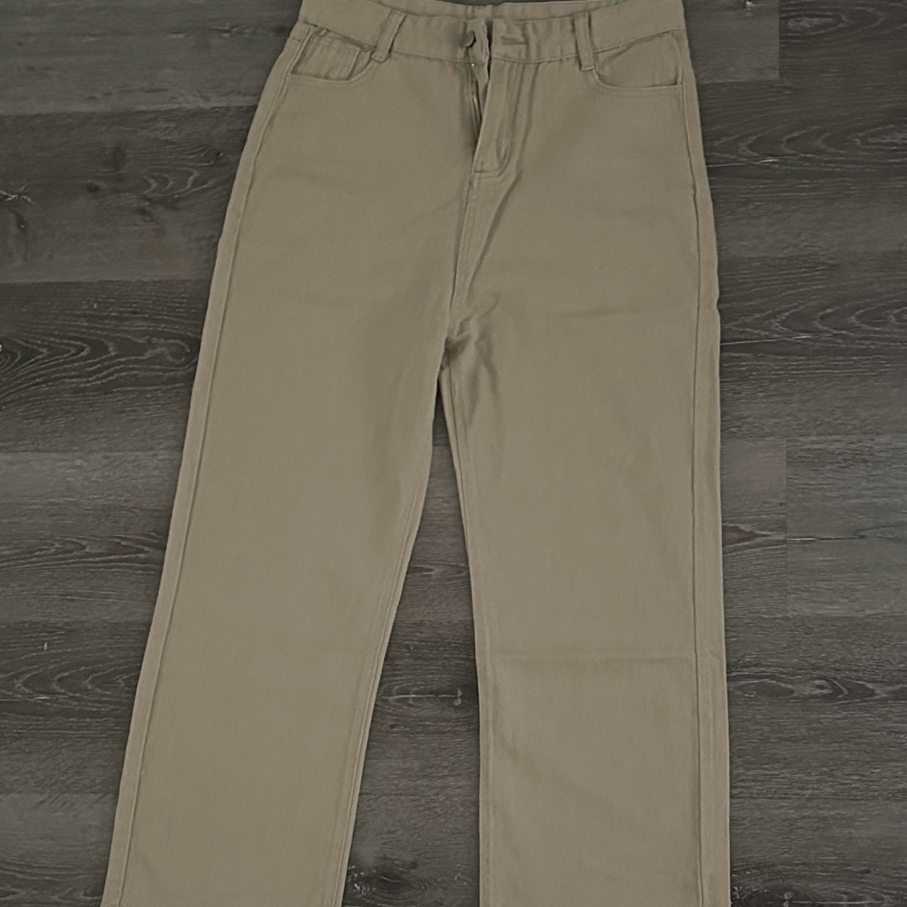 Tan Straight-Leg Pants